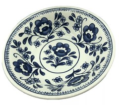 VINTAGE Unmarked Blue And White Floral Bowl 6 “