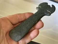 RARE PRE-COLUMBIAN EFFIGY STONE SCEPTER OR MACE FROM COSTA RICA ~ MOTLEY COA