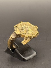 Large ancient Roman Ring bronze ring with decorated engraved bezel Antique Ring