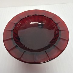 Vintage Red Footed Glass Ash Tray Trinket Dish Anchor Hocking 4″ MCM