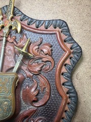 Vintage Medieval Wall Decorative Arts Coat Of Arms Europe 9×7” Used WOW!