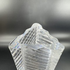 Rogaska Clear Crystal Glass Triangle Ribbed Shaped Vase Large Heavy Glass Optic