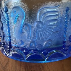 Goebel Heavy Crystal Cobalt Blue Bowl With Carousel Animals EUC