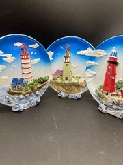 Set of 3 Lighthouse 3D Relief Sculpture Figurine Desktop Decor Lot of 3