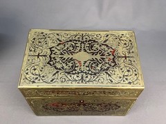 Antique Edwardian Boulle Stationery Box Asprey London Brass Scrollwork c. 1900