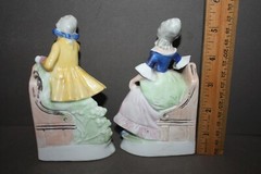 VINTAGE GERMANY MARKED VICTORIAN COURTING COUPLE CERAMIC BOOKENDS MARKED 18818