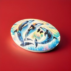 Dolphin Art Print Ocean Scene Ceramic Tea Coaster