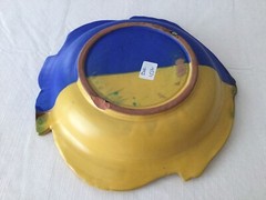 Ceramic Stoneware Pottery Fish Plate Candy Nut Dish Bowl Blue Drip Glaze Greece