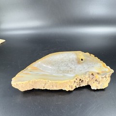 Vintage Carved Brazil Agate Stone Dish Ashtray Decor Wakefield Industries Vtg