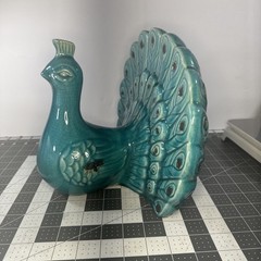 Vintage Italian Majolica Peacock Stunning Unique 11″ Wing Span