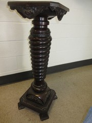 ANTIQUE PEDESTAL STAND TABLE ORNATE Circa 1890 “Bronze Statue Clock” To Restore