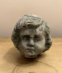 Vtg Concrete HEAD Salvaged Cement Garden STATUE Old Weathered Gothic-Child Bust!