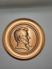 2 Vintage Norman Rockwell Copper Plates River Shore Lincoln & Self Portrait