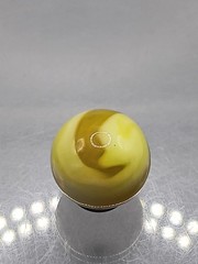 .62″ Akro Yellow, White, Egg Yoke Wonky Corkscrew Marble- #CE147