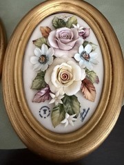 Capodimonte Porcelain 3D Flowers Framed Made in Italy Carlo Lowastano(small Chip