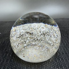 Hand Blown Italian Murano Art Glass Paperweight Dome With Sparkles Center Glass