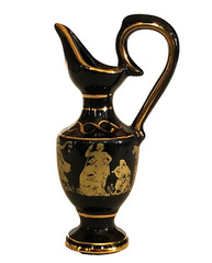 Greek Mini Pitcher 24K Gold Ancient People Mythology Hand Made Greece Vase Vtg