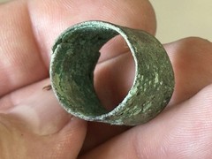 NICE AUTHENTIC PRE-COLUMBIAN INCA / MOCHE CULTURE COPPER RING FROM PERU, JEWELRY