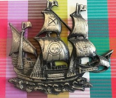 Vintage Cast Aluminum Ship wall hanging-Japan