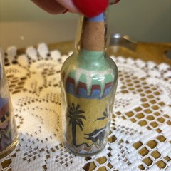 Pair Of Colorful Miniature Sand Art Bottles Handmade Brazil? Vintage