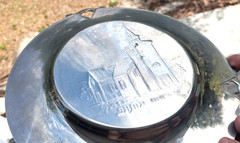 Art Metal Plate SPIND KIRKE Norway Hand Hammered MCM Unique Old Estate Find GI