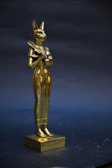 Authentic Ancient Egyptian Antiquities Bastet Cat Gold Leaf Statue Egyptian BC