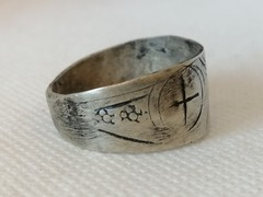 Rare Extremely Ancient Viking Ring Cross Silver Color Artifact Authentic Amazing