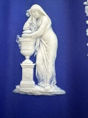 Wedgwood Pre 1891 Antique Blue Jasperware Trinket Pin Oblong Dish 8.5”