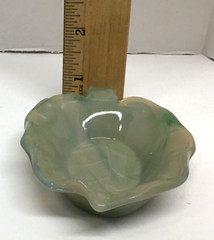 Slag Glass Akro Agate Vintage Green Leaf Trinket Soap Dish