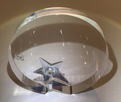 Sale Vintage Maxcrystal Circular Optical Crystal Piece W/ Polished Metal Star