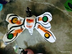 Miniature Wooden Bobble Head Painted Mexican Folk Art BUTTERFLY 3 pieces