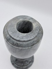 40-50s Alabaster-Marble Hand Crafted Vase Decor – Gray, Black, White – Italy