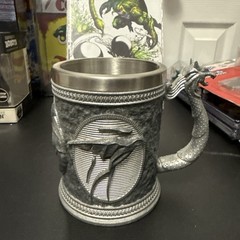 Witcher CD Projekt WOLF MEDALLION Gray Resin Stainless Steel Liner 5″ Mug