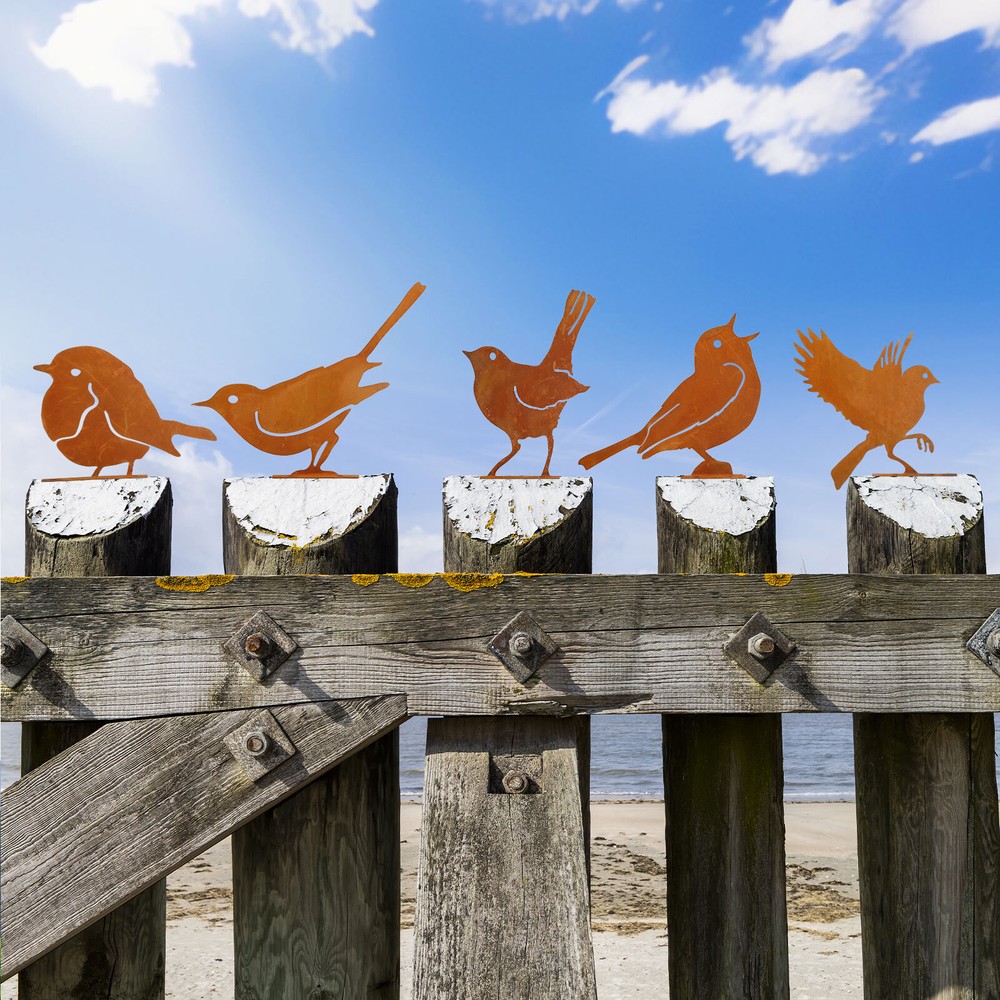 5pcs Cut Metal Rusty Bird Decor Yard Garden Rusty Bird Art Statue