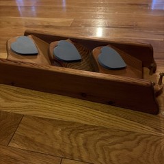 Vintage Hand Crafted Farmhouse Cottage Solid Wood Wall Heart Blue 3 Bin