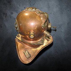 Vintage Copper & Brass Diving Helmet | Nautical | Rolex Submariner Display | 7″