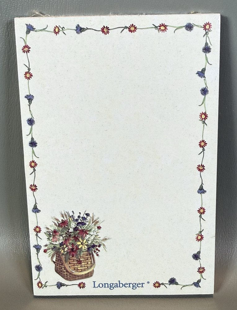 Vintage Longaberger Notepad Basket with Flowers 4 x 6 New Sealed