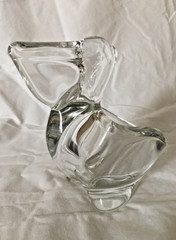 Vintage Sasaki Japan lead crystal Pelican candy nut trinket dish bowl 6″ tall