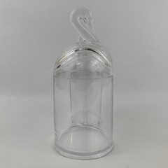 Vintage Double Swan Clear Plastic Bath Canisters Cotton Balls and Swabs Holder