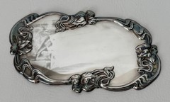 Vintage Ornate Art Nouveau Metal Casket Coffin Marker Blank Memorial Name Plaque
