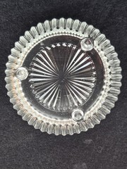 Vintage 1930’s Akro Agate Clear Glass Ribbed Powder Jar / Trinket Dish w/ Lid