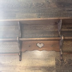 Vtg XL LARGE Wood Heart Shaped Shelf Hooks 90s Cottage Country Granny Core 48×18