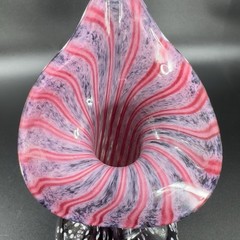 Vintage Hand Blown Art Glass Vase Jack In Pulpit Hand Made Studio Glass Vase VTG