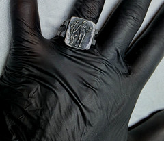 300 BC Ancient Greek Silver Ring Dionysus god of wine-making orchards, fertility