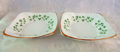 Vintage Royal Tara Green Shamrock Trinket Dish 3 3/4″ Width Ireland