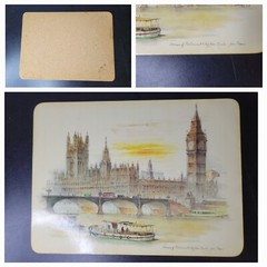 6 Table Place Mats Clover Leaf Cork Backed United Kingdom John Evans Vtg