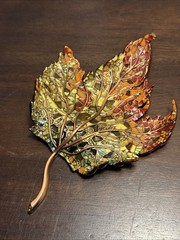 Gorgeous Vintage Rare Jay Strongwater Metal Enamel Leaf with Crystals