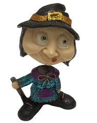 Witch Bobble Head Glittery Bobblehead Jiggling Resin 4.25″ Witchy Sparkle