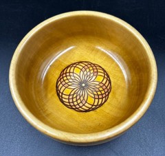 VTG Swiss Wood Bowl Hans Huggler-Wyss Brienz Switzerland Carved Folk Art Inlay