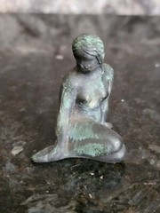 Vintage Cast Metal La Petite Sirene of Denmark Little Mermaid Figurine 2″ Patina